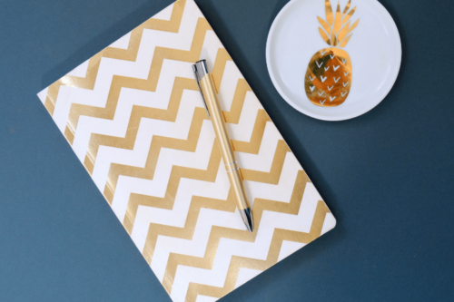 White and gold notebook
